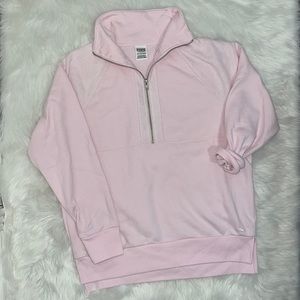 🆕 PINK Quarter zip Sweatshirt pink Extra Small XS Sherpa